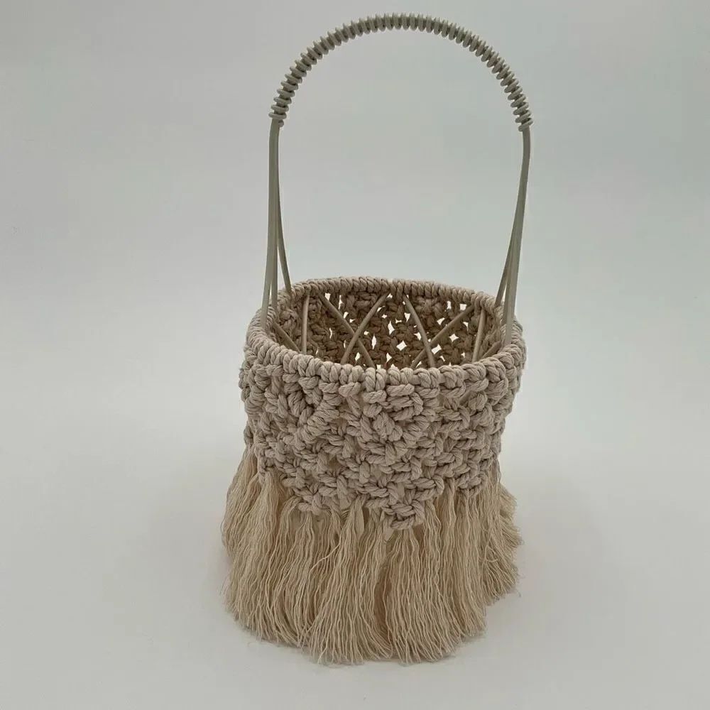 Custom Handmade Macrame metal basket - Picture 2 of 3
